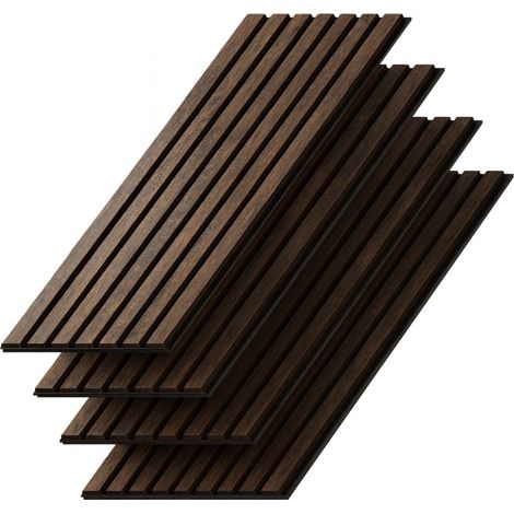 Panneaux Acoustiques Décoratifs en MDF – Lot de 4, Acacia, 240x60cm