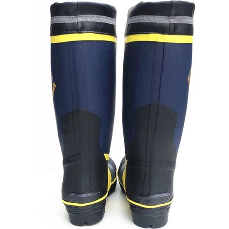 Bottes en caoutchouc embout acier semelle antidérapante imperméables surbottes de travail extérieur bleu gris jaune HH025 L pointure 41-42 (1/4)