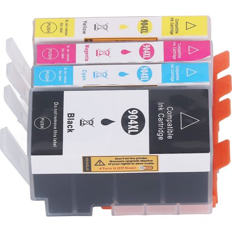 Cartouches d'encre HP 904 compatibles avec imprimantes OfficeJet Pro 6970, pack de 4, qualité neuve, pour impressions nettes et durables. (1/5)
