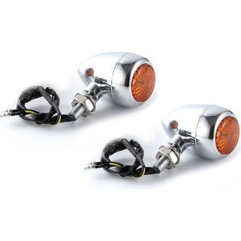 Clignotant LED moto Lumitecs RV369 avec marque E pour chopper jaune chrome