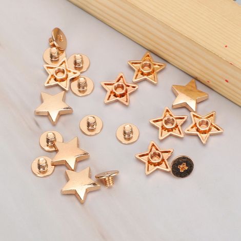 50 jeux de rivets en forme d'étoile à cinq branches avec vis, 12 mm, or plat. (1/5)