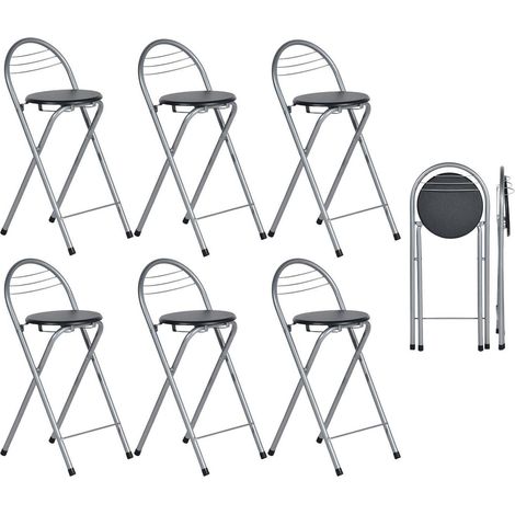 6er Set Barhocker klappbar mit Lehne, keine Montage, für Küche & Outdoor (1/5)