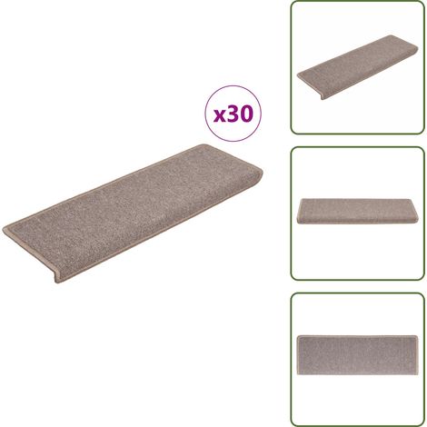 Tapis d'escalier 30 pcs 65x21x4 cm Marron clair - Tapis D'escalier - Marche D'escalier - Bande De Roulement - Tapis De Marche D'escalier