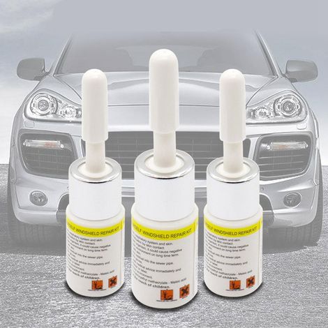 Kit de réparation de fissure de pare-brise avec ventouses stables et liquide de réparation pour vitres de voiture (jaune) (1/5)