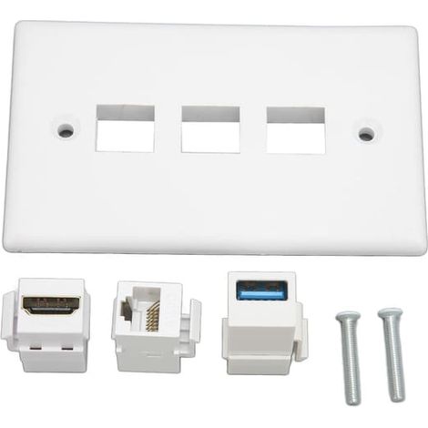 Plaque murale d'interface multimédia HD sans soudure CAT6 USB 3.0, prise murale 3 ports (1/5)