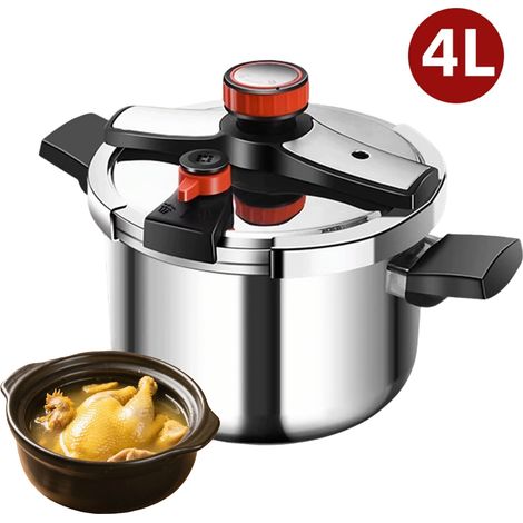 Autocuiseur 4L - acier inoxydable - trois niveaux de pression - compatible avec les cuisinières à gaz et les plaques à induction (1/5)
