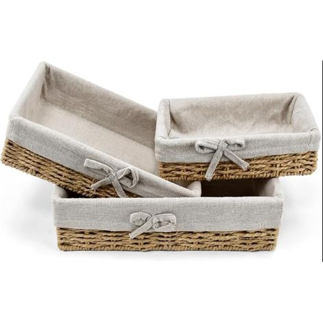 Corbeille à Pain Tressée Paniers Carrés Panier avec Doublure en Lin de Table en Tissu Fruits pour Légumes Alimentaire (1/5)