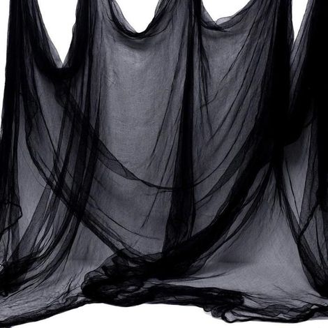 Tissu noir effrayant pour Halloween, 276 x 87 pouces, décoration pour maisons hantées et fêtes. (1/5)