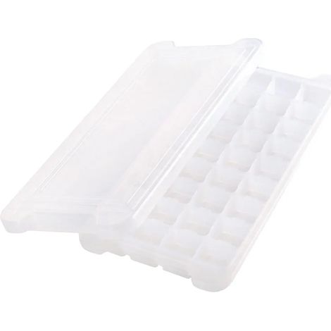 Bac à glaçons en silicone avec couvercle, 24 ou 36 compartiments, compatible alimentaire, adapté au congélateur, démoulage facile, étanche, empilable, parfait pour bars et fêtes (1/5)