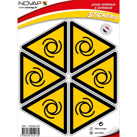 Planche 6 Stickers Triangle 100mm - Danger démarrage automatique - 4242132
