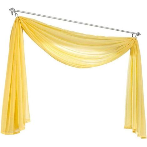 Lot de 1 cantonnière en voile transparent - Pour chambre à coucher, salon, mariage - Jaune - 140 x 300 cm-Ensoleillé (1/4)