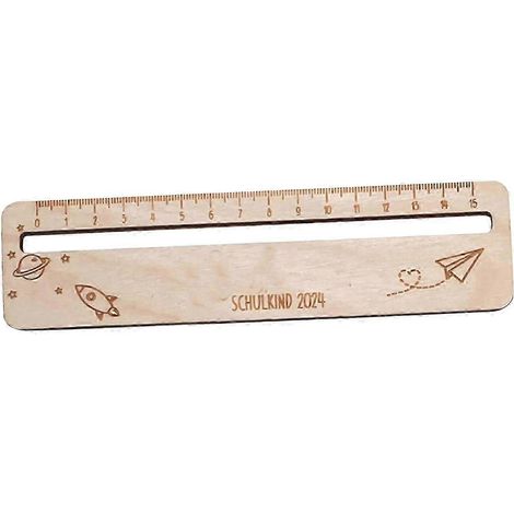 Règle en bois à motifs de dessins animés, accessoire de dessin, cadeau de bureau, papeterie, pour filles, garçons et enfants.-Style A (1/5)