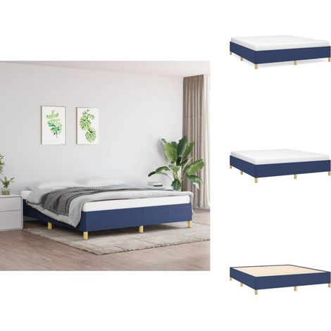 Bettgestell ohne Matratze Blau 180x200 cm Stoff - Bettrahmen - Doppelbett - Blau - Holzrahmen - Lattenrost (1/5)
