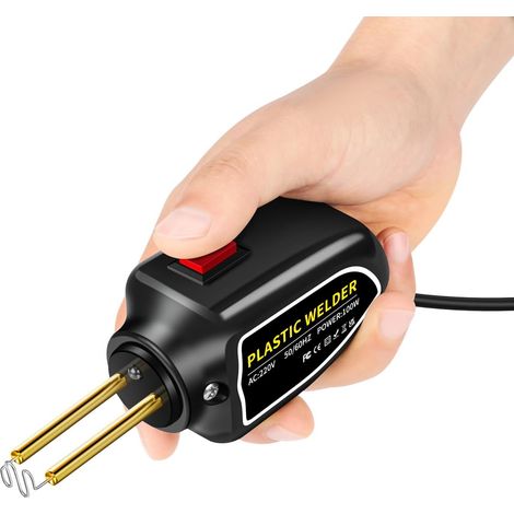 Machine de soudage en plastique 100W, kit de réparation de pare-chocs de voiture, agrafeuse à chaud avec 200 clous de soudage, plat/coin extérieur/coin intérieur/boucles (1/5)