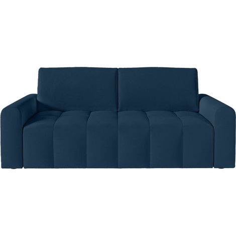 Canapé SILVIO convertible express 3 places couchage 140x190cm - matelas 13cm tissu - Bleu foncé
