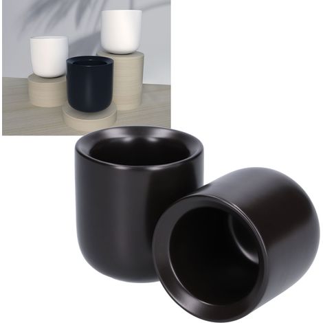 Set aus 2 schrägen Keramik-Kaffeetassen, Espressotassen für Flat White Latte, dicke Filterkaffeetassen, 2 Tassen/Box, 100 ml, matt schwarz. (1/5)