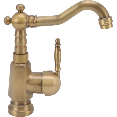 Robinet de lavabo en laiton antique, mitigeur de salle de bain, robinet réglable en hauteur avec poignée unique et flexibles pour la maison (1/5)