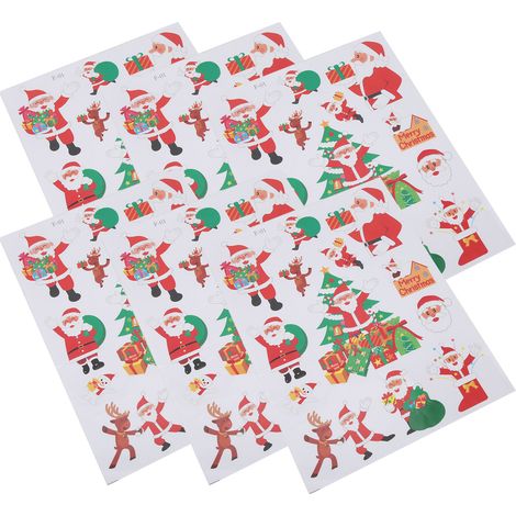 Lot de 6 autocollants Père Noël pour la décoration des vitrines d'hôtels et de magasins (F1) (1/5)