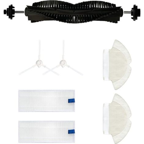 Adecuado para Juego de 7 aspiradora robot Tefal Rowenta X, plorer Serie 75 RG7687: cepillo principal/2 cepillos laterales/2 paños/2 filtros (1/4)