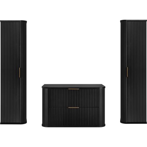 Ensemble un meuble 80 cm et deux colonnes 35/139 cm à suspendre GLAMOUR NOIR (1/5)