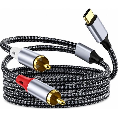 Câble adaptateur audio USB C vers RCA de type C vers 2 RCA stéréo, compatible avec ordinateur portable, home cinéma, amplificateur, haut-parleur 2 m (1/5)