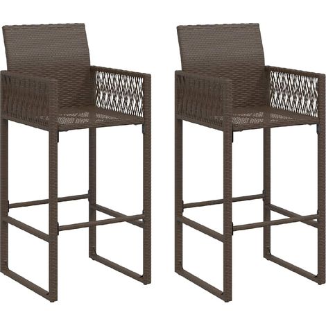 Maison Exclusive - Tabourets de bar de jardin lot de 2 marron résine tressée (1/5)