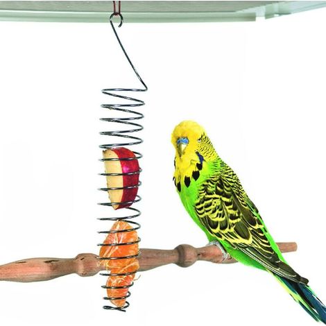 Vogelfutterhalter, Papageienfuttersuche, Vogelkäfigspielzeug, Hängende Vogelfutterspender aus Edelstahl, Vogelfutterkorb zum Kauen von Obst und Gemüse FLITI (1/4)