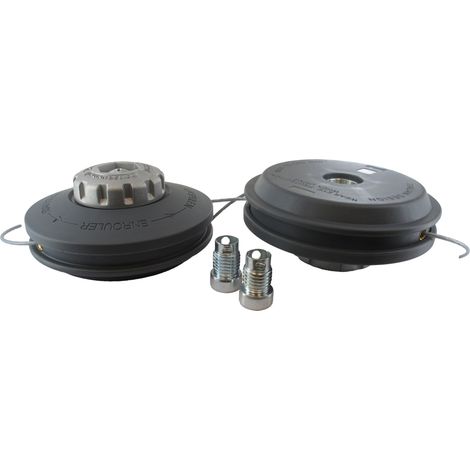 Tête Pro 2 Fils Nylon à Bouton Métal Tecomec Avec Adaptateur M12 X 1,50 Fg Et M12 X 1,75 Fg à Déroulement Manuel. Adaptable Sur