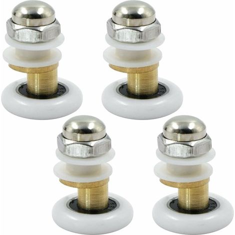 Poulie de porte de douche - Roulettes de Douche Roue pour Coulissantes Rouleaux De Douche Laiton Cabine de Douche Porte a Roulette Roue de Porte Poulies Accessoire Matériel Outil 4PCS 23mm,Starlight (1/6)