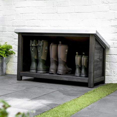 Garden Trading Moreton Wooden Welly Shoe Boot Store Black Spruce