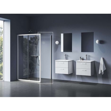 Ravak Blix II - Duschwand NBLPS-80, 80x195 cm, mattweiß/Klarglas 9BM40E00Z1 (1/2)