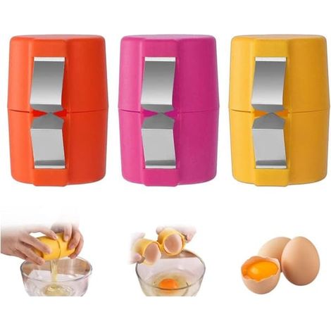 BelleRise - Ensemble 3 ouvre-œufs pour œufs crus, éplucheur d'œufs durs, séparateur manuel, coupe-œufs inox cuisine (1/5)