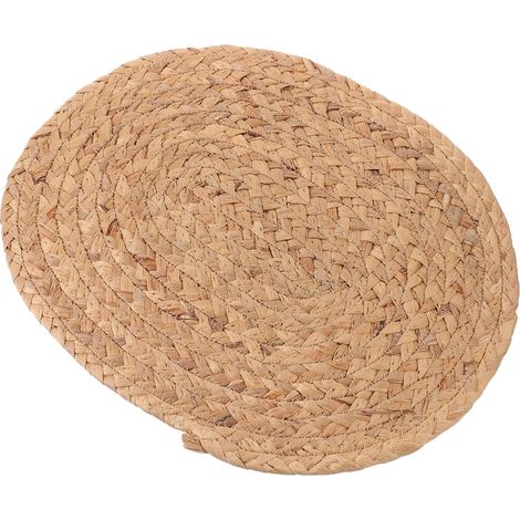 Set de Table Ménager Rond en Paille Tressée Résistante la Chaleur Dessous de Plat Antidérapant, Style Rustique et Élégant pour Usage Quotidien (1/5)