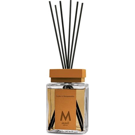 Muhà Luxe Perfume Diffusore Ambiente con Bastoncini Cedro e Bergamotto 200 Ml