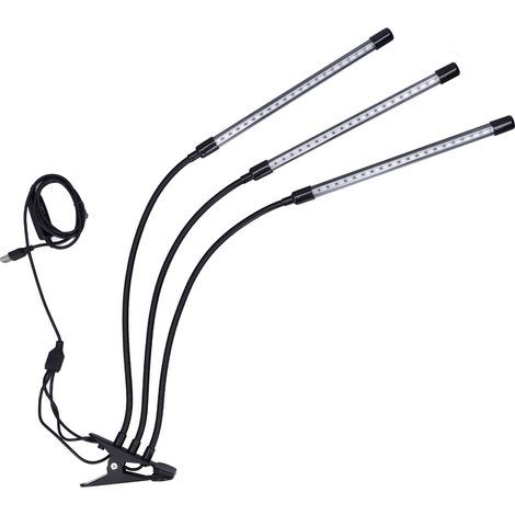 3-flammige USB-LED-Pflanzenlampe, rotes und blaues Licht, einstellbarer Winkel und Timer für Topfpflanzen (1/5)