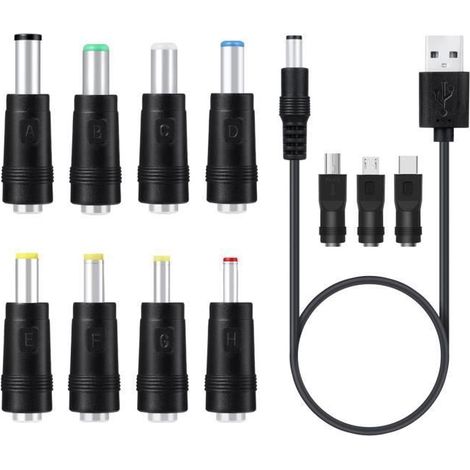 Universel Cble dAlimentation USB vers DC 5V avec 11 Pcs Connecteurs pour Camra Tablette PC Tlphone couleurs mu CABLE D\'ALIMENTATION (1/4)