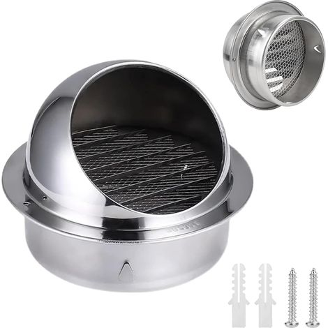 120 mm Grille d Aeration, Grille de Ventilation, Grille Ventilation Aeration Exterieur, Grille Aération Extérieur, Grille d'Aération Ronde, Contre Les Intempéries avec Moustiquaire (1/5)