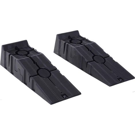 SET 2 RAMPE PER AUTO IN PLASTICA CON CARICO MASSIMO 5 TONNELLATE. 91X30X21 CM. NERO (1/5)