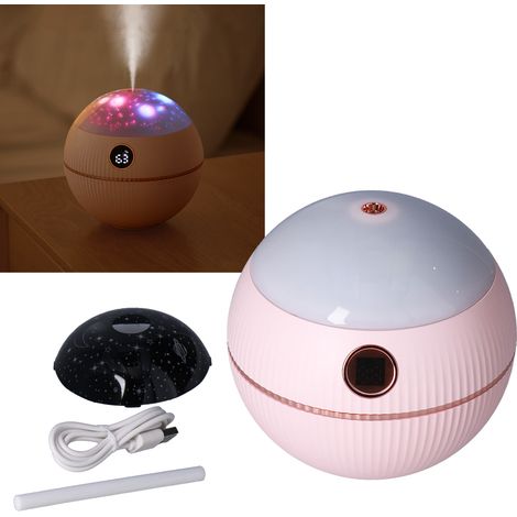 Humidificateur sphérique 550 ml avec projection de ciel étoilé, mini humidificateur portable, rechargeable par USB, rose (1/5)