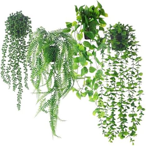 4 Pièces Plante Artificielle en Suspension, Plantes Artificielles comme Vraies, Plantes Artificielles en Pot pour Décoration Intérieure et Extérieure, Plantes Artificielles pour Jardin (1/5)