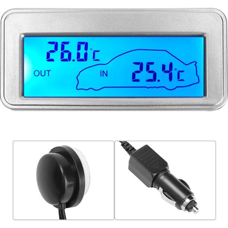 Thermomètre numérique de voiture 12V avec écran LCD, sensibilité intérieure et extérieure (1/5)