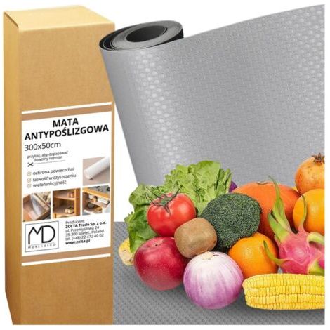 Tapis de protection antidérapant gris pour tiroirs de placard, en rouleau résistant 300 x 50 cm (1/5)