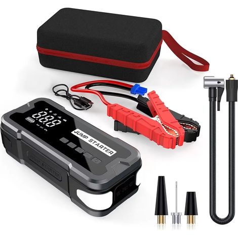 Démarreur de voiture et pompe à air en un : démarreur 12 V, courant de crête de 2000 A. (1/5)