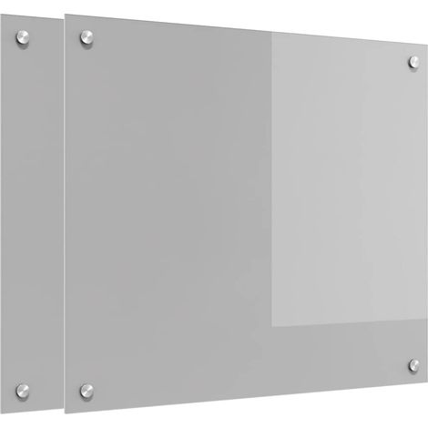 Kitchen Backsplash 2 pcs Light Grey 70 x 60 cm Tempered Glass vidaXL