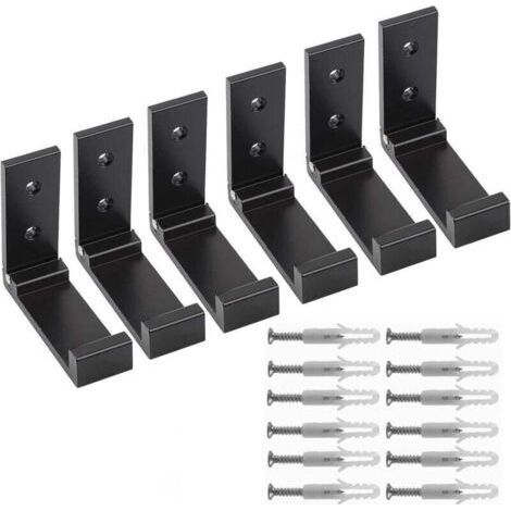 6 Pieces Folding Hook, Foldable Aluminum Wall Hooks, Coat Hook, Headphone Holder, for Headphones, Coat, Kitchen, Bathroom, Bedroom (Black) (1/5)
