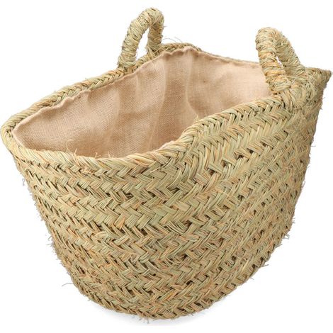 Culla in erba Esparto confodera in legno 60x45x35cm ovale