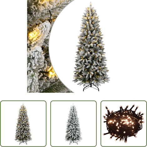 vidaXL Guirlande LED - Sapin de Noël artificiel 300 LED et neige floquée 210 cm (1/5)