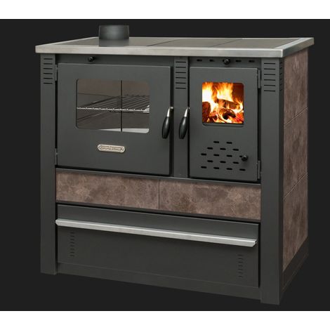 Cuisinière à bois + four PANONIA moka 90 cm - Gauche (1/4)