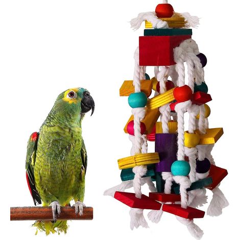 Jouet à mâcher pour oiseaux - Bloc de bois à mâcher pour cage de perroquet, idéal pour les petits et moyens perroquets et oiseaux. (1/5)