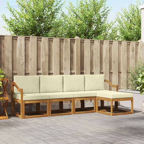 vidaXL Outdoor-Sofagarnitur 5 pcs Natur und Creme Massivholz Akazie (1/5)